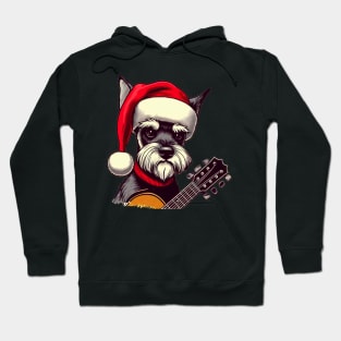 Perro schnauzer navideño con guitarra 1 Hoodie